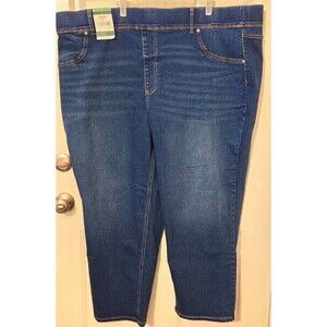 Terra & Sky Women's  Straight Leg Pull-On Jeans Med Wash Blue Stretch-4X 28w-30w